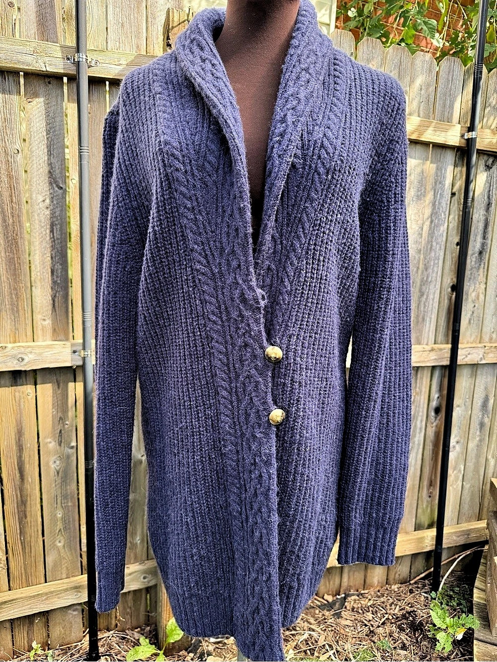 Vineyard Vines Merino Wool Alpaca Cable Knit Cardigan Navy Size L